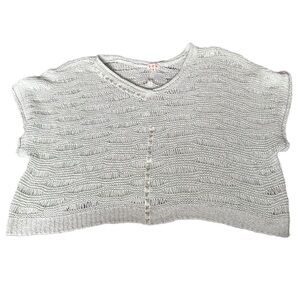 POL Knit Short Sleeve Sweater Embroidered Flowers Small Oversized Mint NWOT